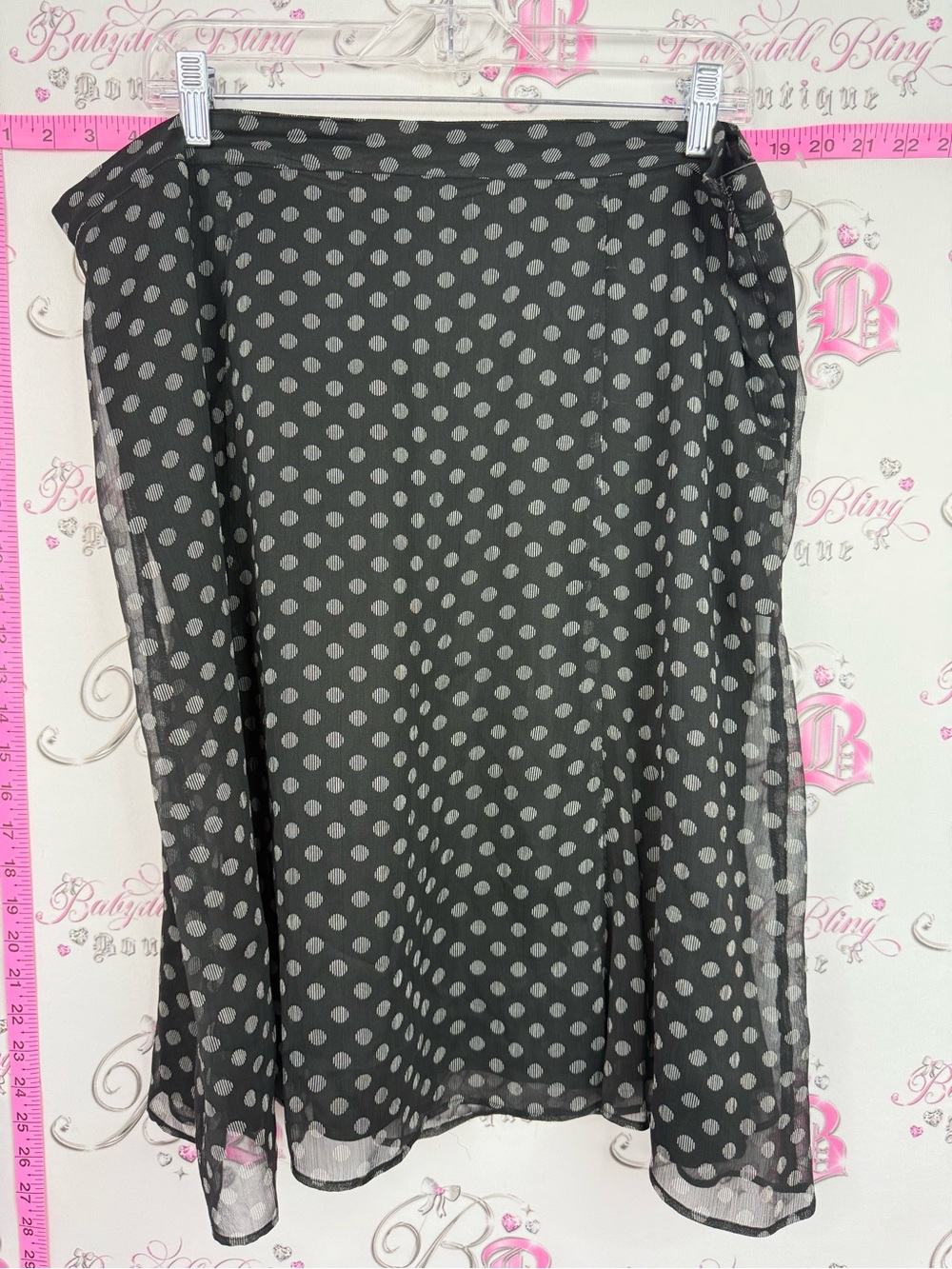 FYLO skirt polka dot Black Midi Skirt with white Polka Dots